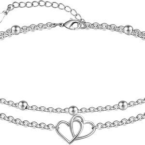 Womens Sterling Silver Created Opal Layered Anklet Bracelet Dainty Beaded Chain